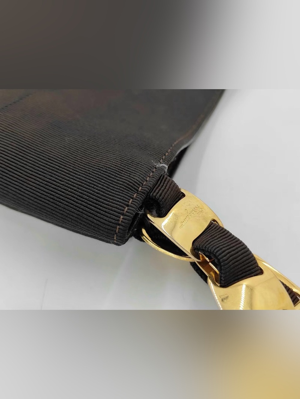 Salvatore Ferragamo Black Shoulder Bag with Gold Chain Strap - Picture 7 of 7
